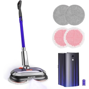 VMAI Electric Mop, Cordless Electric Spin Mop with LED Headlight and Water Spray, Floor Scrubber Polisher for Hardwood, Tile, Laminate Floor
